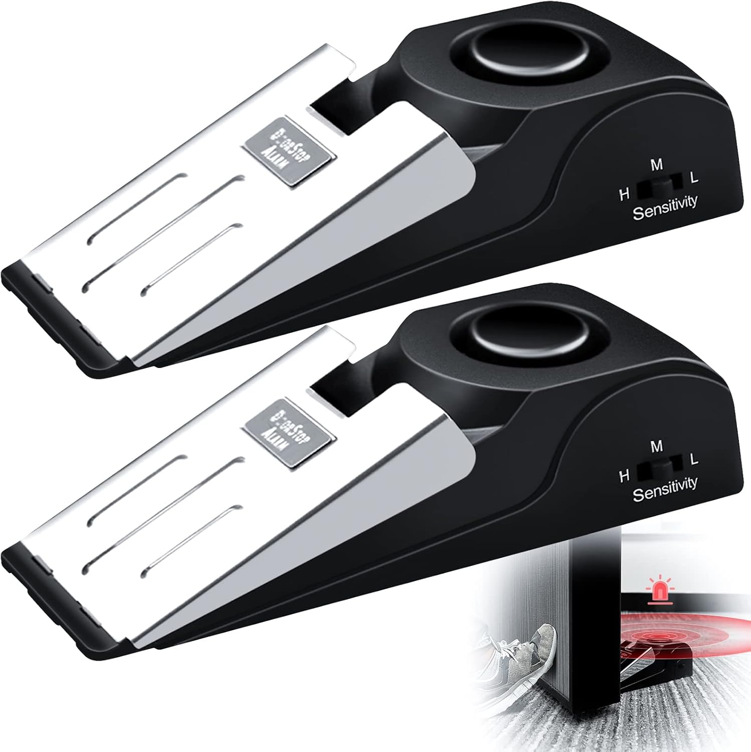 Door Stop Alarm - สัญญาณกันขโมยประตูแบบพกพา 1/2 ชิ้น เสียงไซเรน 120 เดซิเบล