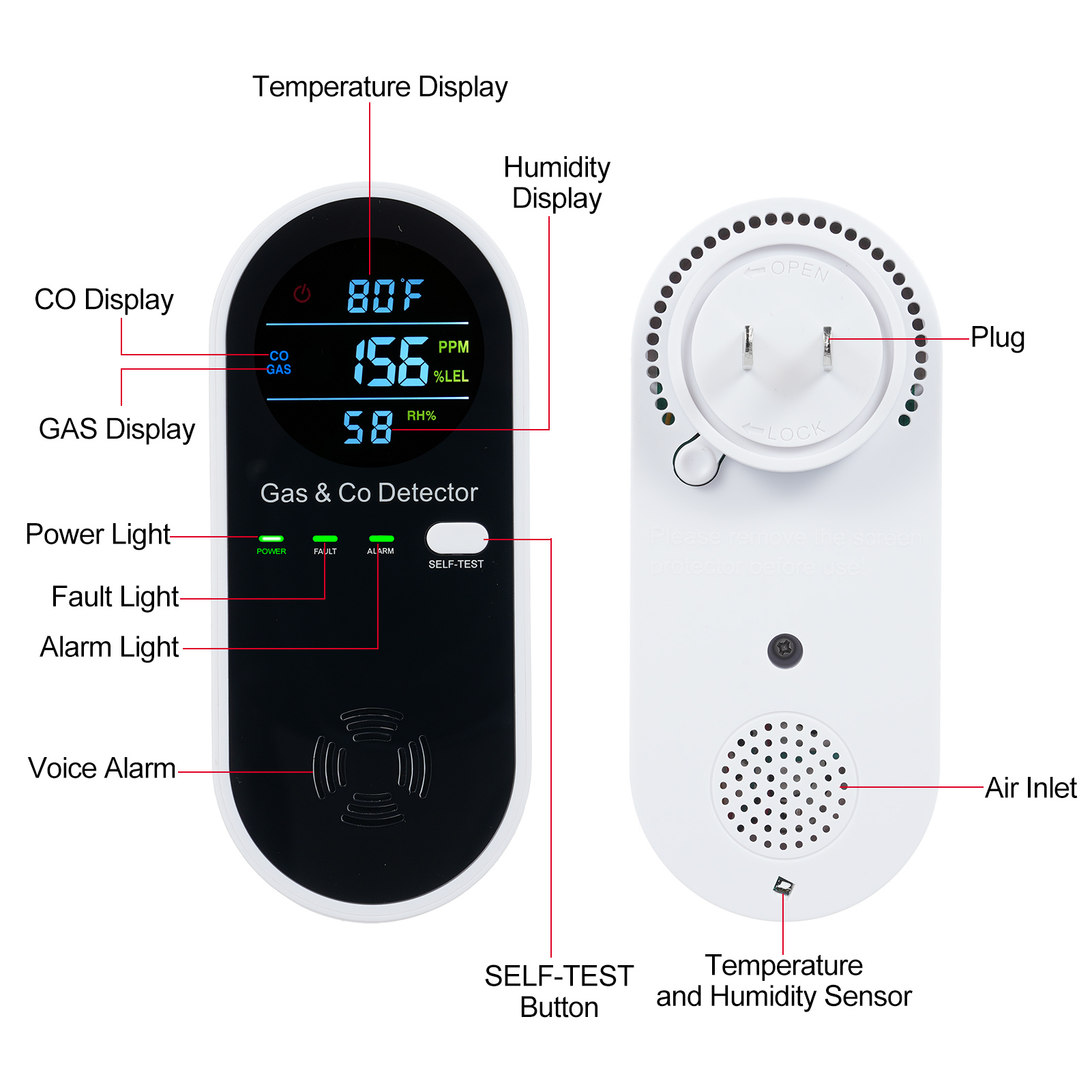 เครื่องตรวจจับก๊าซคาร์บอนมอนอก - Co Detector Plug บทวิจารณ์และราคา
